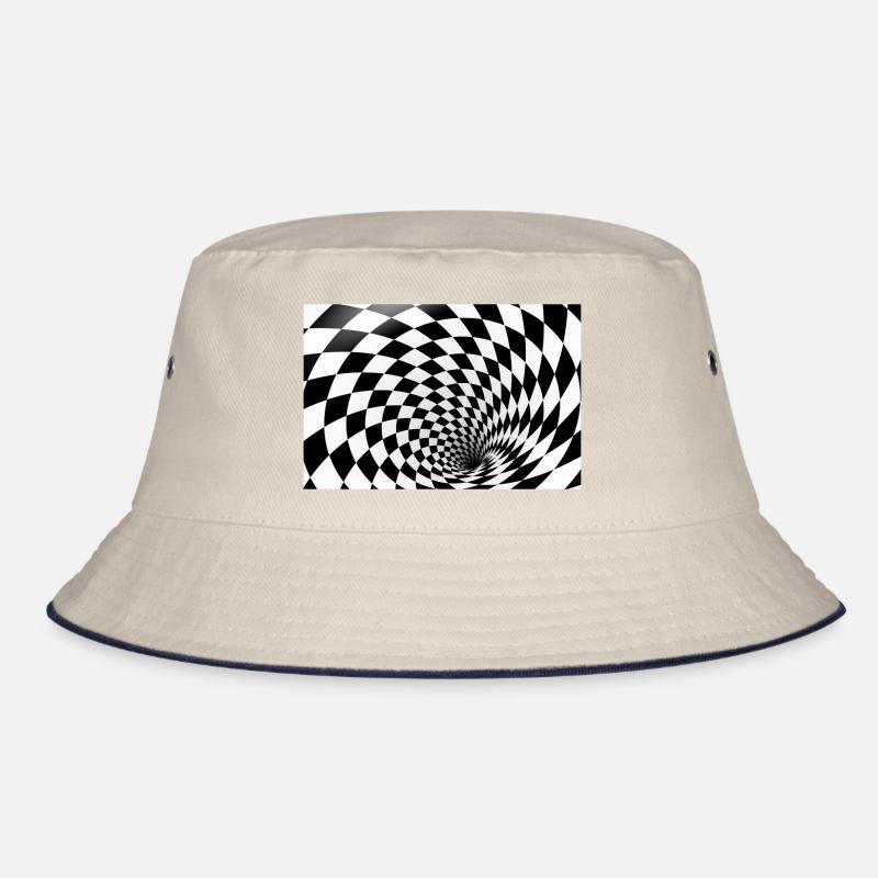 Hypnotic Checkerboard Spiral Bucket Hat