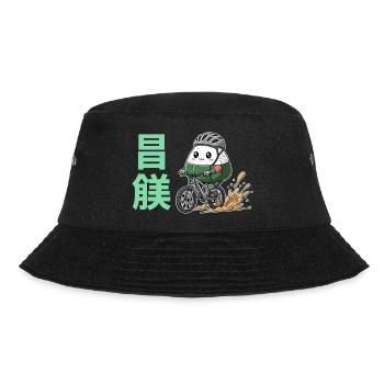 Kawaii Onigiri Radfahrer-Schlammspritzer - Bucket Hat - Schwarz - Vorne - Lela (165cm)