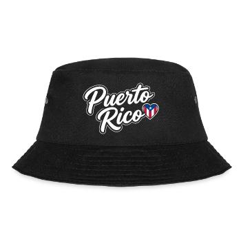 Puerto Rico Script with Flag Heart Patriotic - Bucket Hat - black - Front - Lela (165cm)