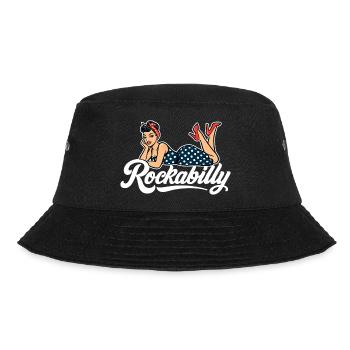 Rockabilly Pin-Up: Vintage Frau im Petticoat Kleid - Bucket Hat - Schwarz - Vorne - Lela (165cm)
