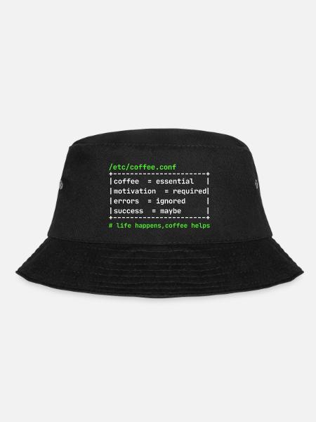 Coffee Config – Developer Kaffee Design - Bucket Hat - Schwarz
