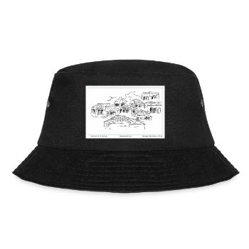 Dorfhaus-Dachlandschaft Skizze - Bucket Hat - Schwarz - Vorne - Lela (165cm)