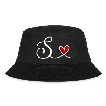 S Initiale mit Herz - Bucket Hat - Schwarz - Vorne