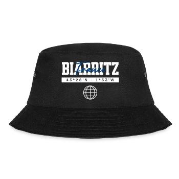 Biarritz Frankreich Koordinaten Reise Souvenir - Bucket Hat - Schwarz - Vorne