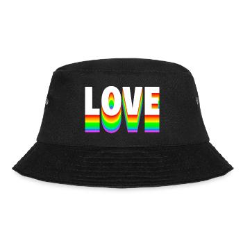 Love Text Regenbogen - Bucket Hat - Schwarz - Vorne - Lela (165cm)