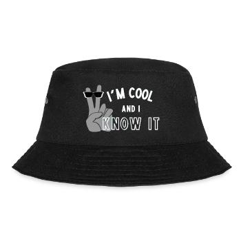 I'm Cool and I Know It - Fun Self Affirmation- Wht - Bucket Hat - black - Front - Lela (165cm)
