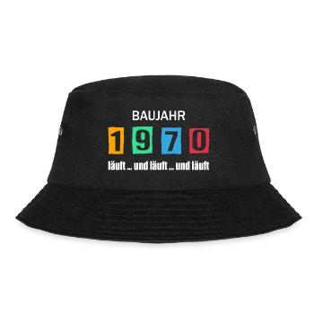 Baujahr 1970 - läuft und läuft und läuft - Bucket Hat - Schwarz - Vorne - Lela (165cm)