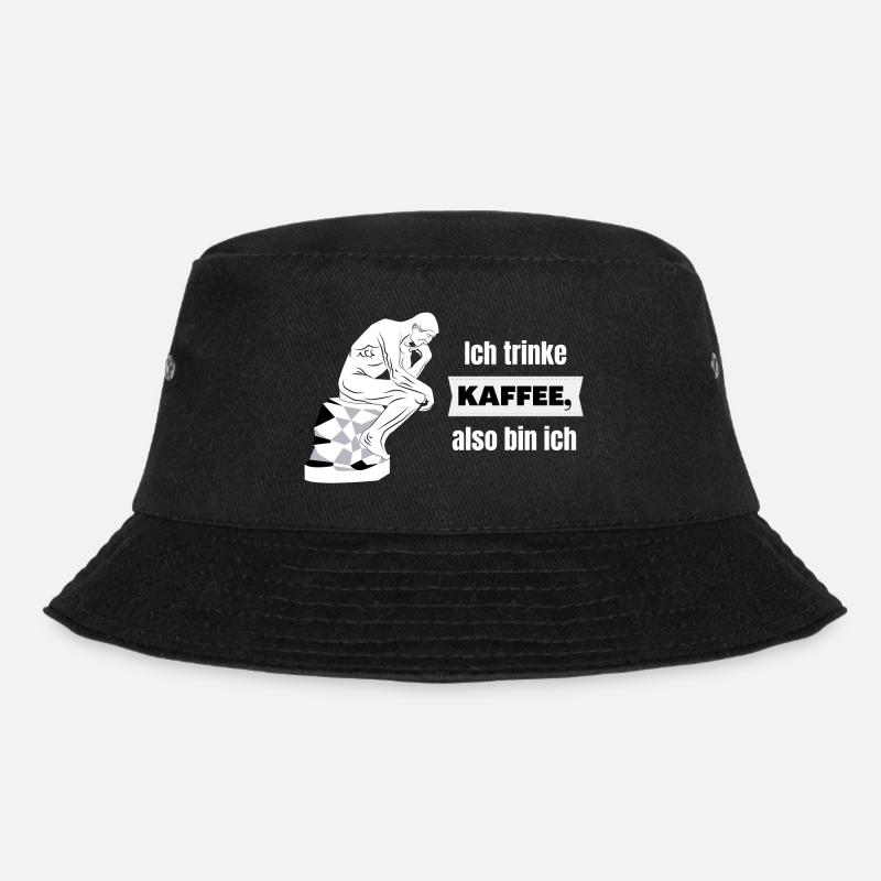 Ich trinke Kaffee, also bin ich - Bürohumor - Bucket Hat - Schwarz