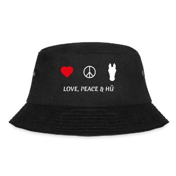 LOVE PEACE & HÜ - Bucket Hat - Schwarz - Vorne - Lela (165cm)