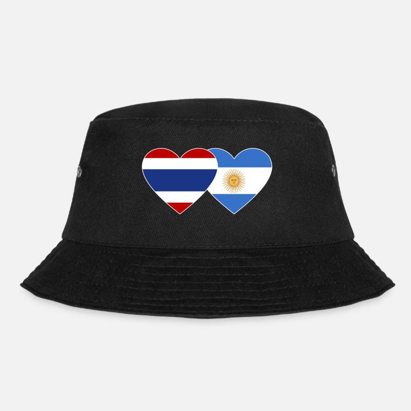 Thailand Argentinien Flagge Herz - Bucket Hat - Schwarz