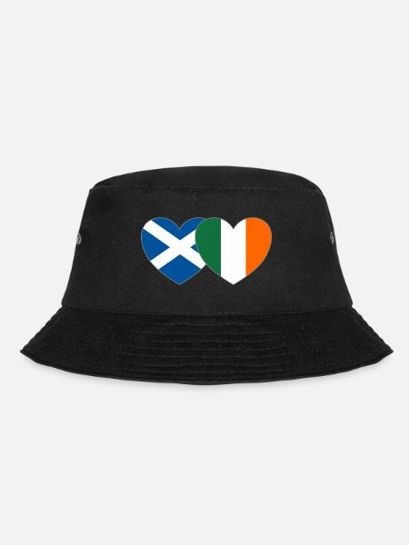 Scotland Ireland Flag Heart - Bucket Hat - black