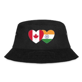 Canada India Flag Heart - Bucket Hat - black - Front - Lela (165cm)