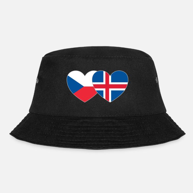 Tschechien Island Flagge Herz - Bucket Hat - Schwarz