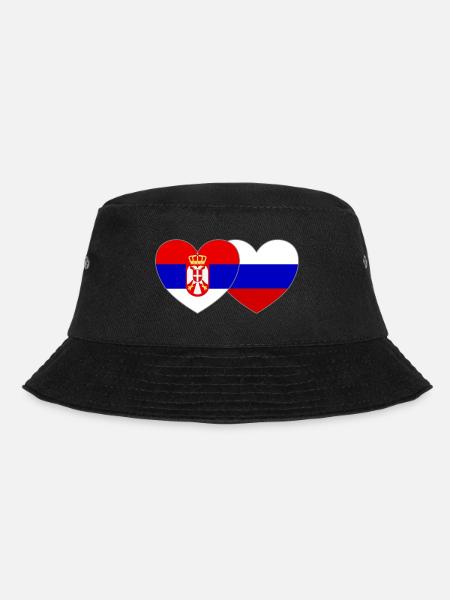 Serbien Russland Flagge Herz - Bucket Hat - Schwarz