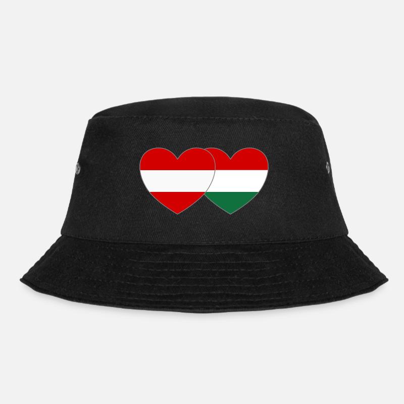 Austria Hungary Flag Heart - Bucket Hat - black