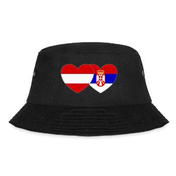 Austria Serbia Flag Heart - Bucket Hat - black - Front - Lela (165cm)