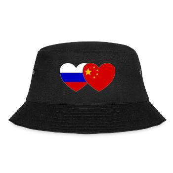 Russia China Flag Heart - Bucket Hat - black - Front - Lela (165cm)