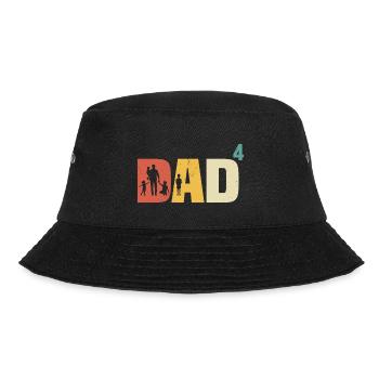 Dad hoch 4 Vater 4 Kinder vierfacher Papa Geschenk - Bucket Hat - Schwarz - Vorne - Lela (165cm)