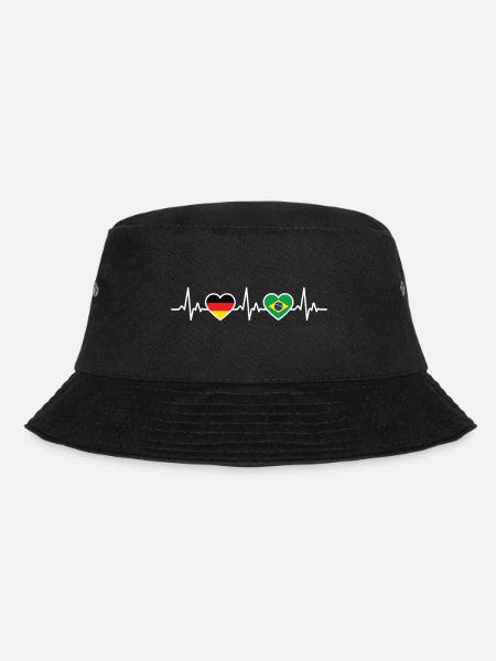 Brasilien Deutschland Herzschlag Flagge Brasili - Bucket Hat - Schwarz
