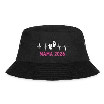 Mama 2026 Herzschlag Werdende Mutter 2026 - Bucket Hat - Schwarz - Vorne - Lela (165cm)