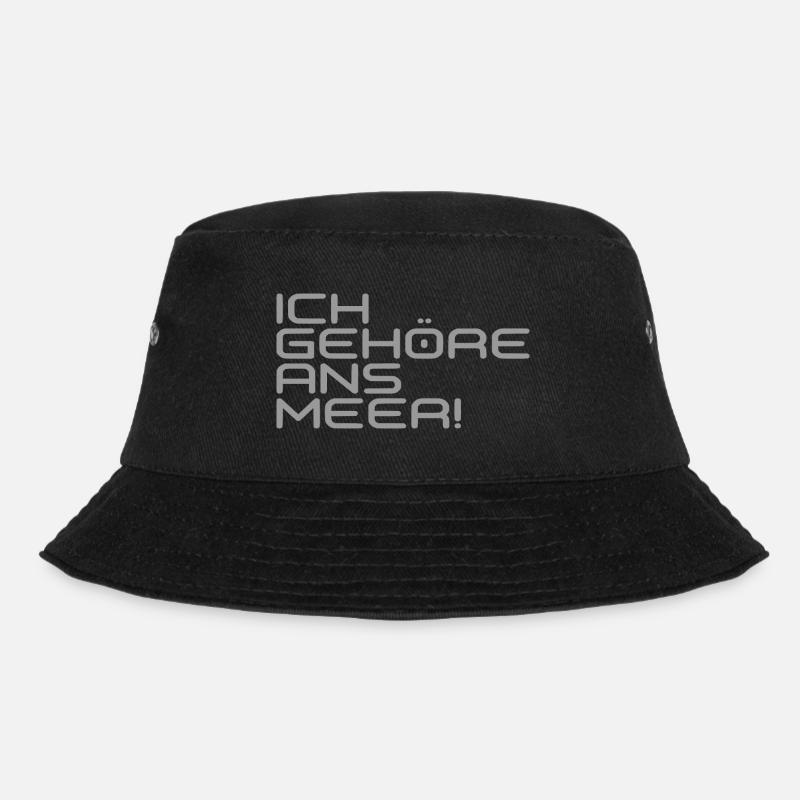 "ICH GEHÖRE ANS MEER" Schriftzug grau - Bucket Hat - Schwarz