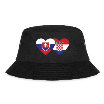 Slowakei Kroatien Flagge Herz - Bucket Hat - Schwarz - Vorne - Lela (165cm)