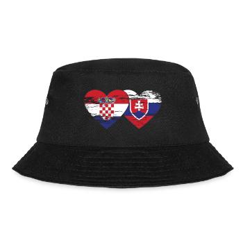 Croatia Slovakia flag heart used - Bucket Hat - black - Front - Lela (165cm)