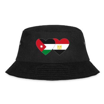 Jordanien Ägypten Flagge Herz - Bucket Hat - Schwarz - Vorne - Lela (165cm)