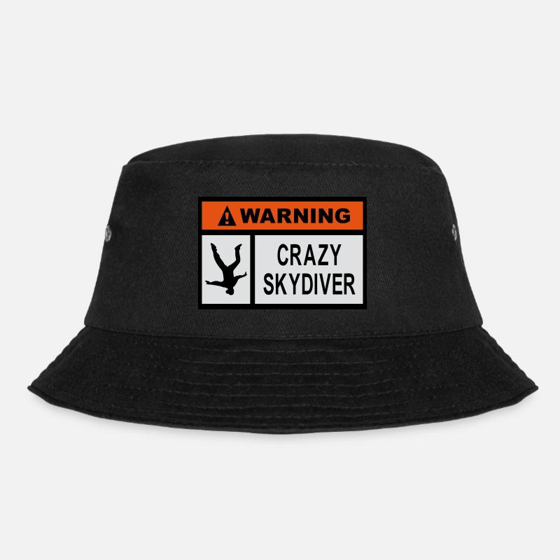 Warning Crazy Skydiver - Bucket Hat - black