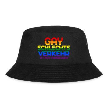 Gayschlechtsverkehr ist kein Verbrechen (bunt) - Bucket Hat - Schwarz - Vorne - Lela (165cm)