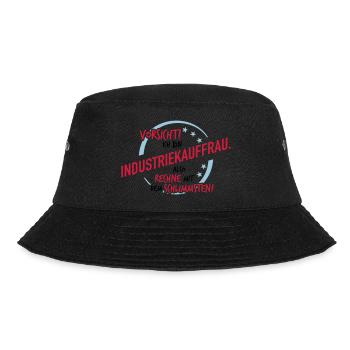 Industrieauffrau - Rechne mit dem Schlimmsten - Bucket Hat - Schwarz - Vorne - Lela (165cm)