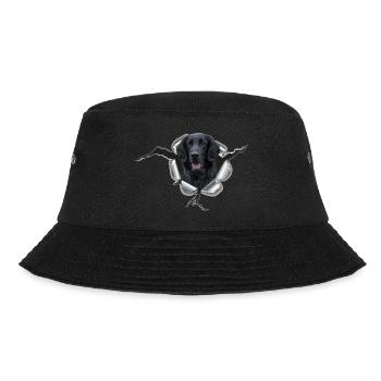Flat Coated Retriever im Metall-Loch - Bucket Hat - Schwarz - Vorne - Lela (165cm)