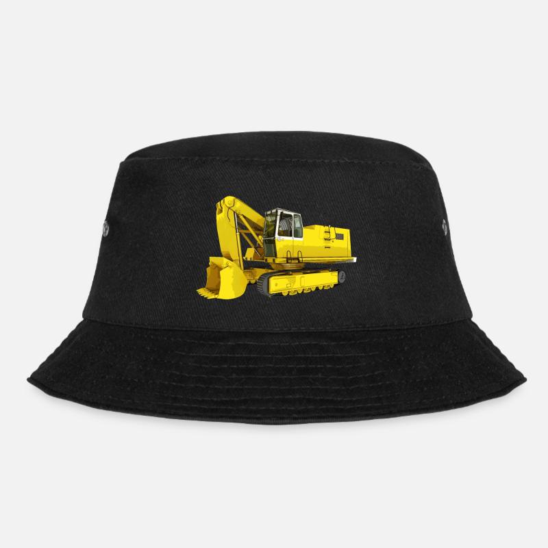 Excavatrice jaune, pelle rétrocaveuse, industrie - Bob - noir