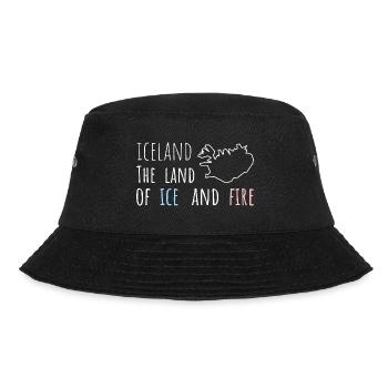 Islandkarte - Iceland - Spruch - Bucket Hat - Schwarz - Vorne - Lela (165cm)