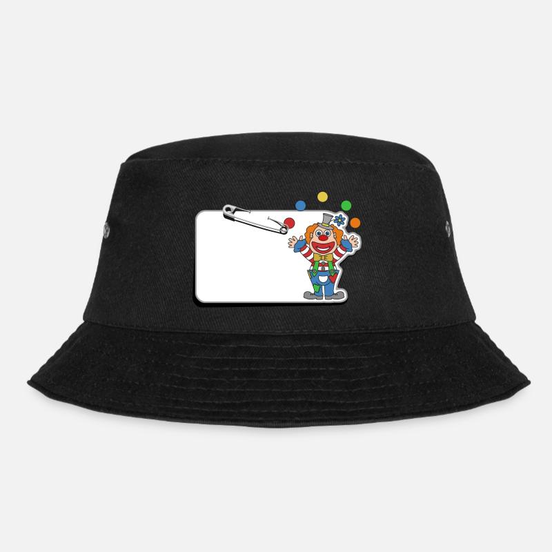 Kinder Namensschild mit Sicherheitsnadel - Bucket Hat - Schwarz