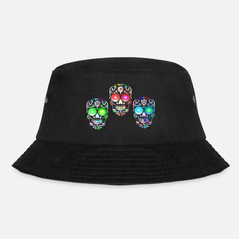 Sugar Skull Art - Bucket Hat - black