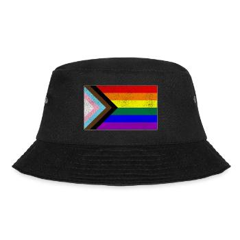 Distressed Progress LGBTQ Pride Flagge - Bucket Hat - Schwarz - Vorne - Lela (165cm)