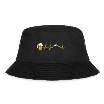 HERZSCHLAG BERGE UND BIER WANDERN HÜTTE GESCHENK - Bucket Hat - Schwarz - Vorne - Lela (165cm)