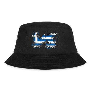 Griechenland Flagge griechische Fahne Fabklecks - Bucket Hat - Schwarz - Vorne - Lela (165cm)