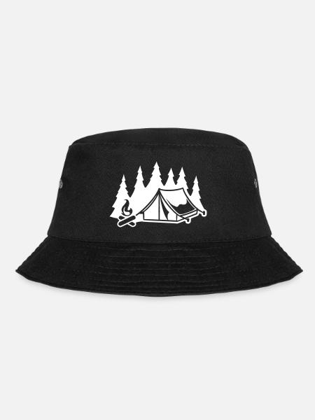 Camping Zelt Lagerfeuer Wald Zelten - Bucket Hat - Schwarz