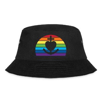 Glaube Liebe Hoffnung, Regenbogen retro sunset - Bucket Hat - Schwarz - Vorne - Lela (165cm)