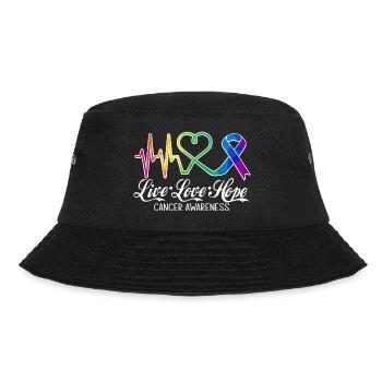 Live Love Hope Cancer Awareness Colorful Symbols - Bucket Hat - black - Front - Lela (165cm)