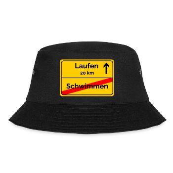 Ortsschild Schwimmen Laufen Sprintdistanz - Bucket Hat - Schwarz - Vorne - Lela (165cm)