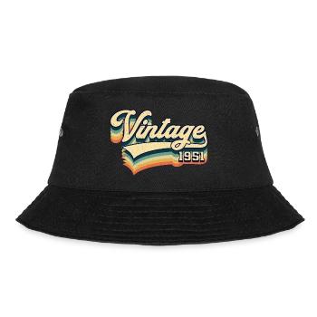 Vintage 1951 Jahrgang 70. Geburtstag Geschenk - Bucket Hat - Schwarz - Vorne - Lela (165cm)