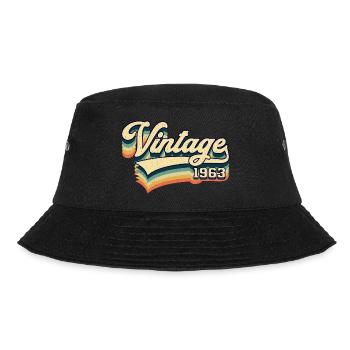 Vintage 1963 Jahrgang 58. Geburtstag Geschenk - Bucket Hat - Schwarz - Vorne - Lela (165cm)