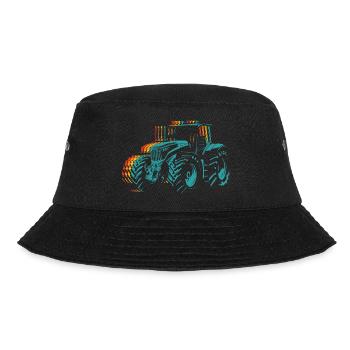 Traktor Retro Traktor Vintage Bauer Landwirt Trakt - Bucket Hat - Schwarz - Vorne - Lela (165cm)