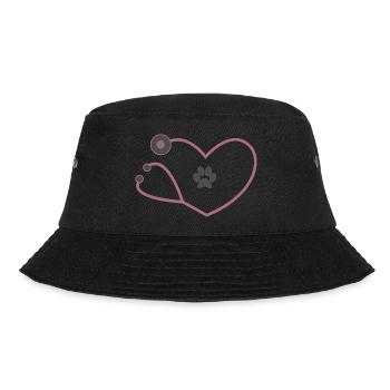 Tiermediziner Tierarzt Stethoskop - Bucket Hat - Schwarz - Vorne - Lela (165cm)