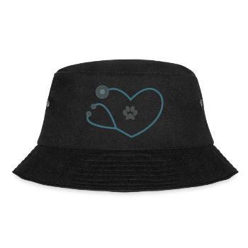 Tiermediziner Tierarzt Stethoskop - Bucket Hat - Schwarz - Vorne - Lela (165cm)