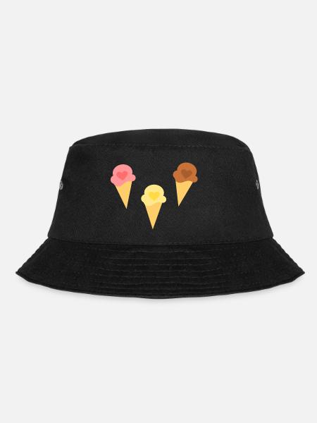 Eis Herz Eiscreme Erdbeereis Vanilleeis Schokoeis - Bucket Hat - Schwarz