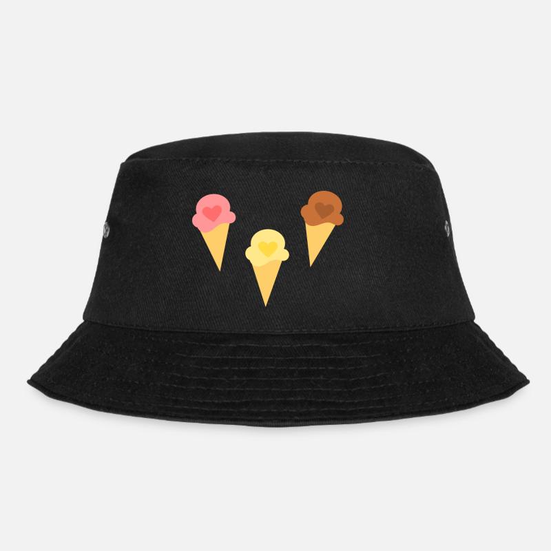 Eis Herz Eiscreme Erdbeereis Vanilleeis Schokoeis - Bucket Hat - Schwarz